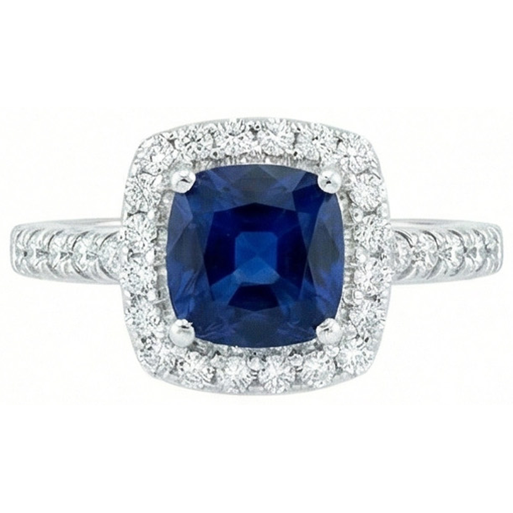 naturel cushion diamant 3.50carats bague angle de côté