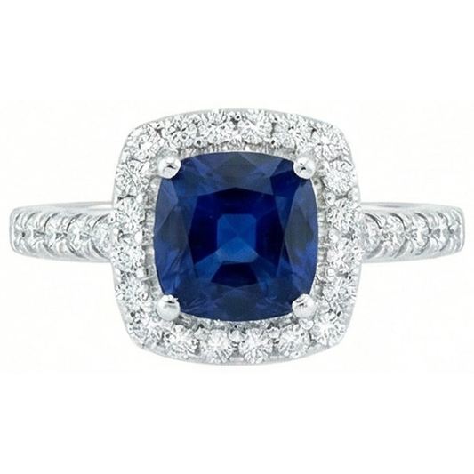naturel cushion diamant 3.50carats bague angle de côté