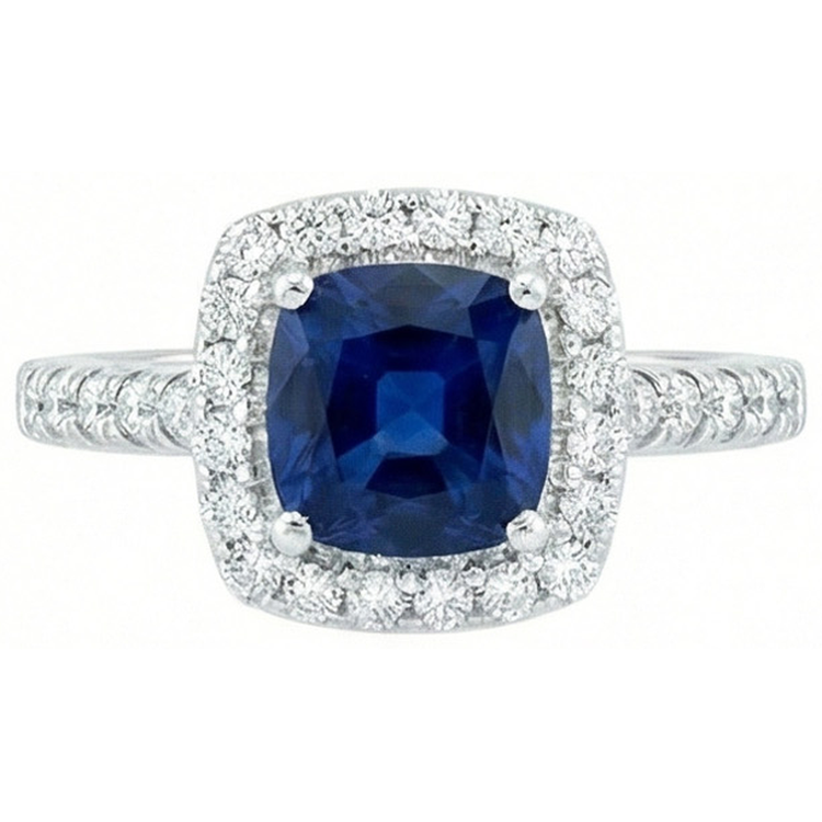 naturel cushion diamant 3.50carats bague angle de côté