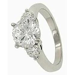 Bague Anniversaire 3 Pierres Naturel Diamants 2.30 Ct. Or Blanc 14K
