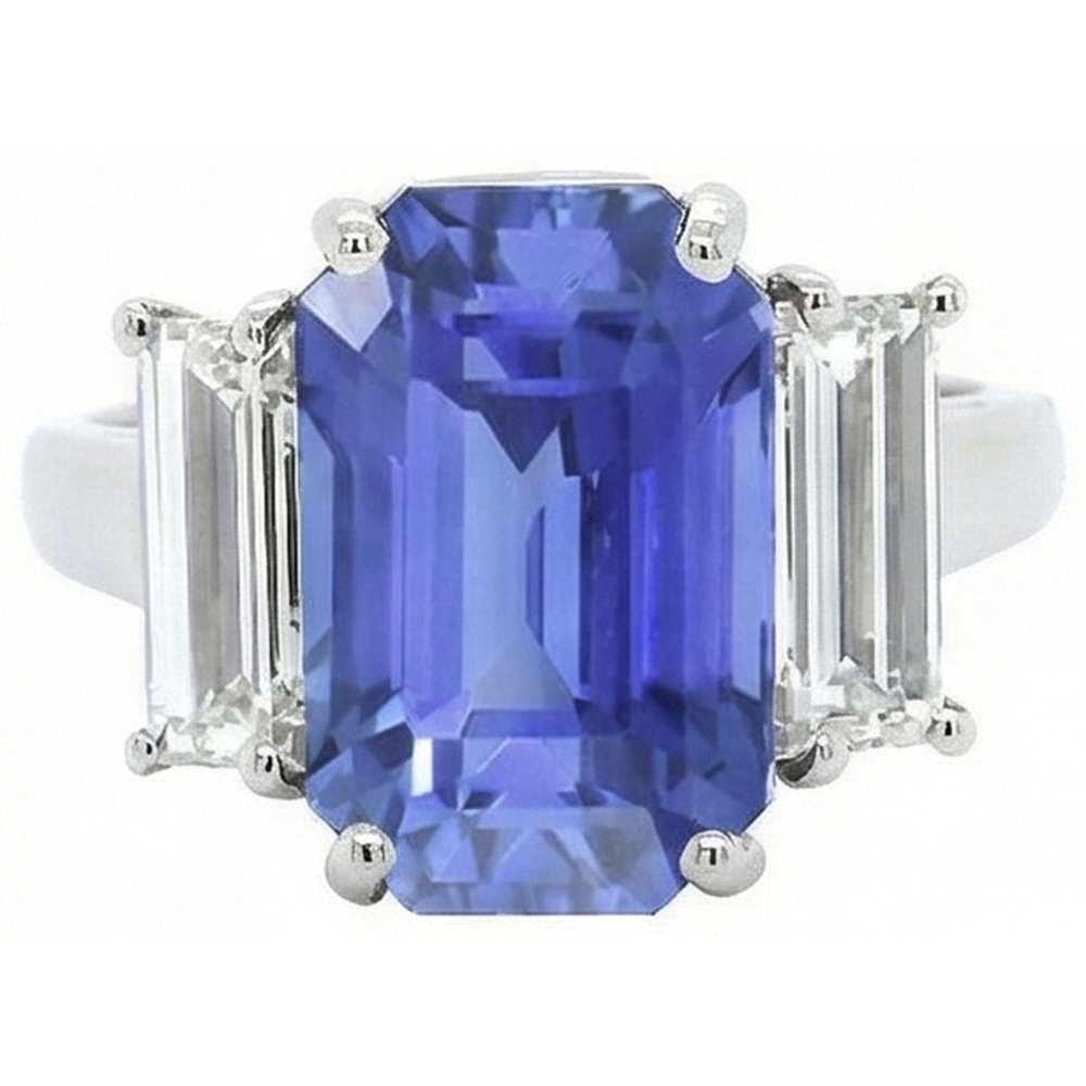 naturel baguette diamant 4carats bague détail rapproché