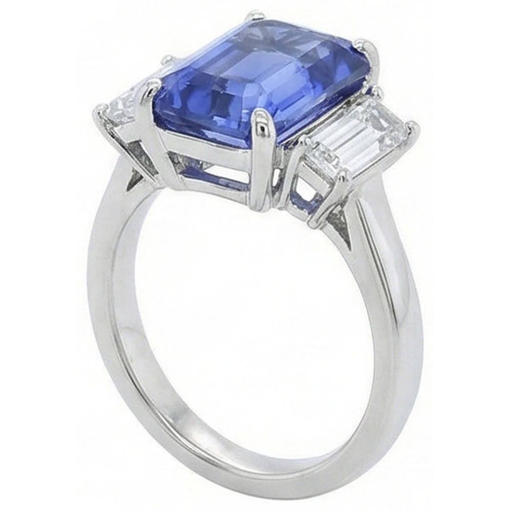 naturel baguette diamant 4carats bague vue de dessus