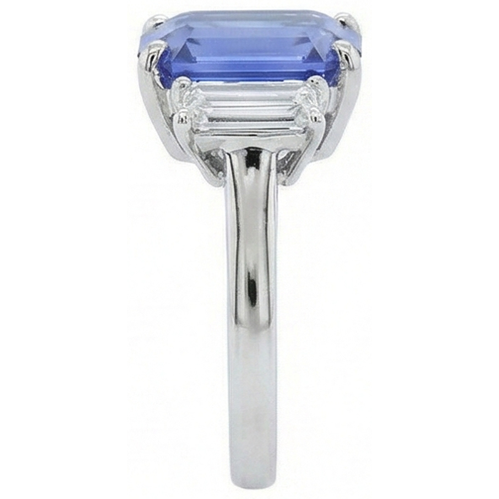 naturel baguette diamant 4carats bague vue de profil
