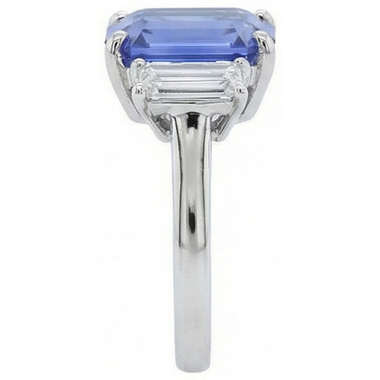 naturel baguette diamant 4carats bague vue de profil