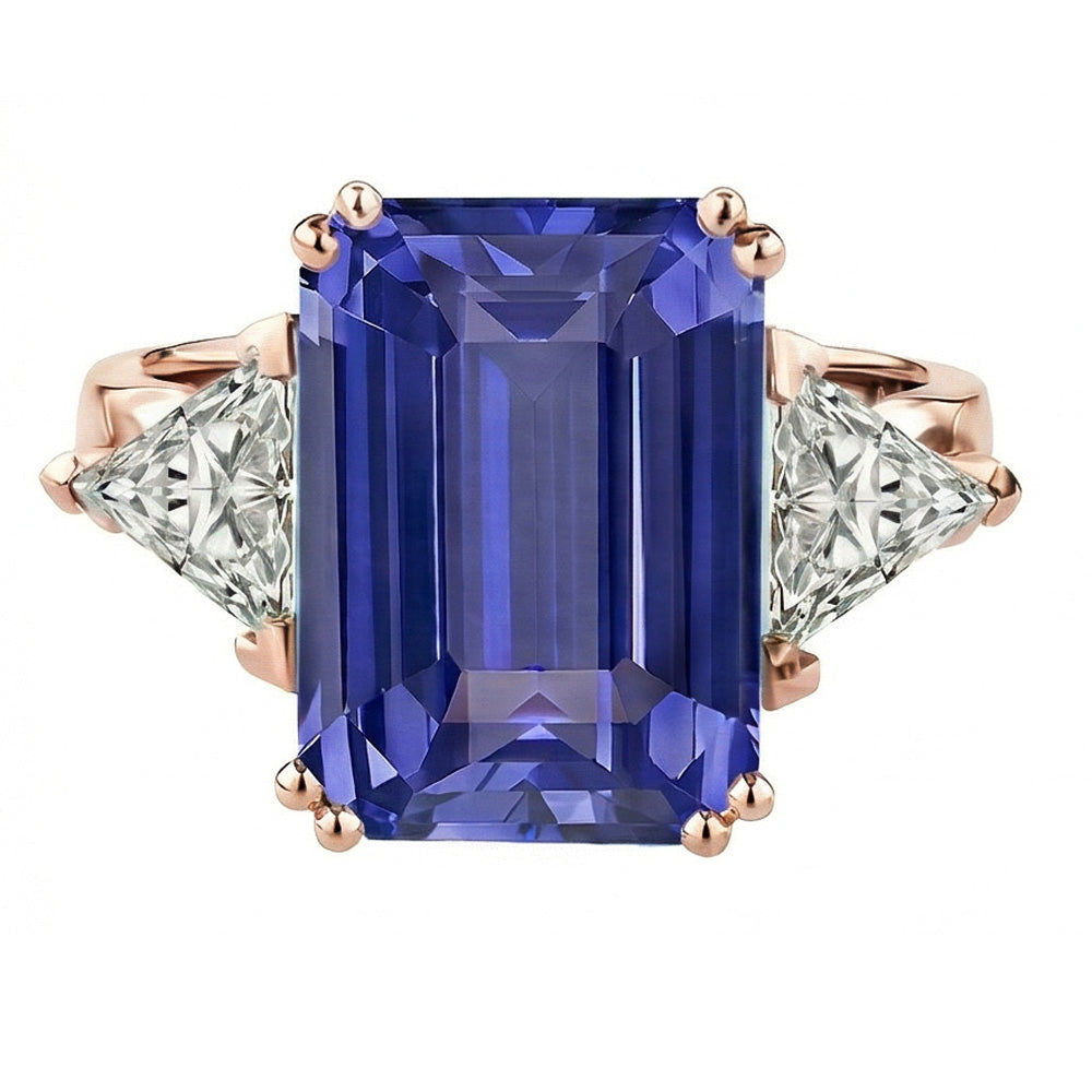 naturel trillion diamant 3.50carats bague détail rapproché