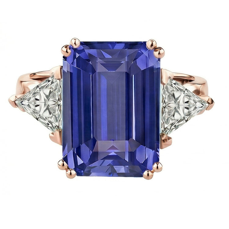 naturel trillion diamant 3.50carats bague détail rapproché