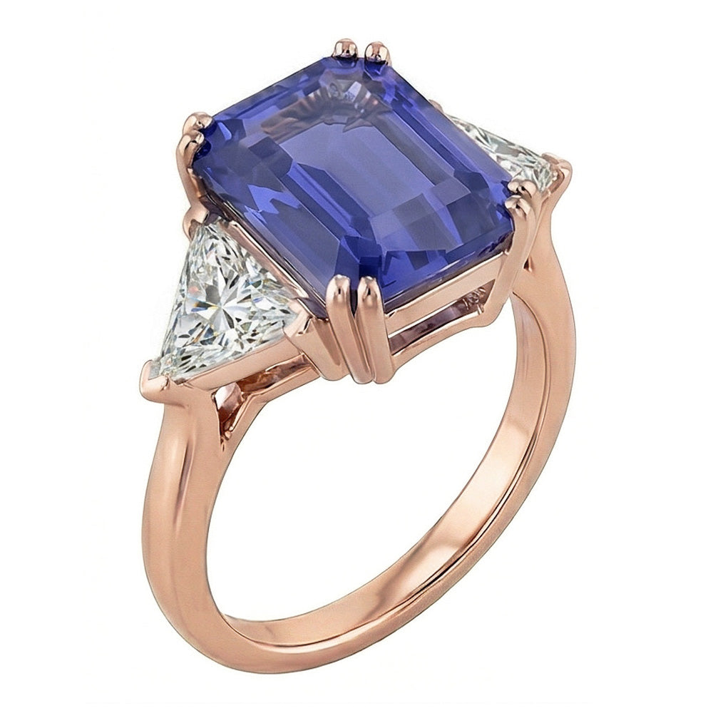 naturel trillion diamant 3.50carats bague vue de dessus