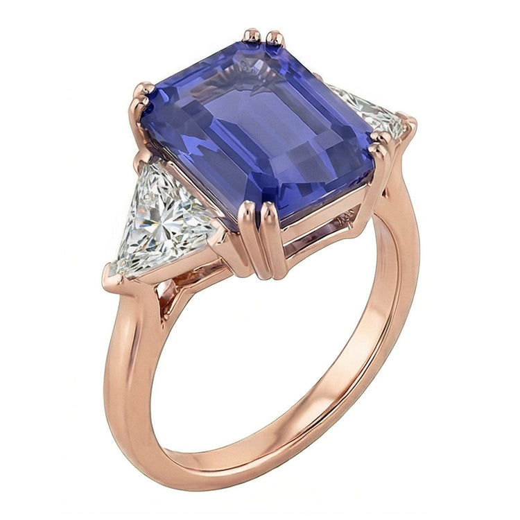 naturel trillion diamant 3.50carats bague vue de dessus