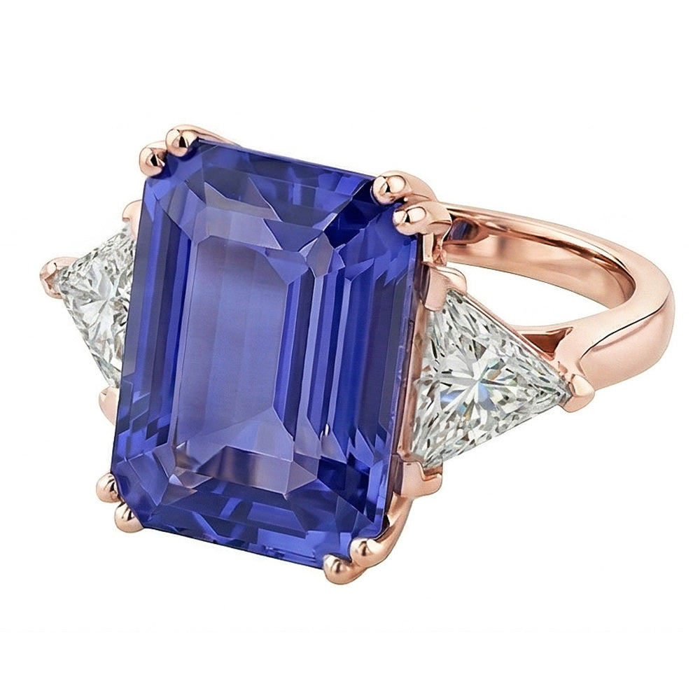 naturel trillion diamant 3.50carats bague vue de profil