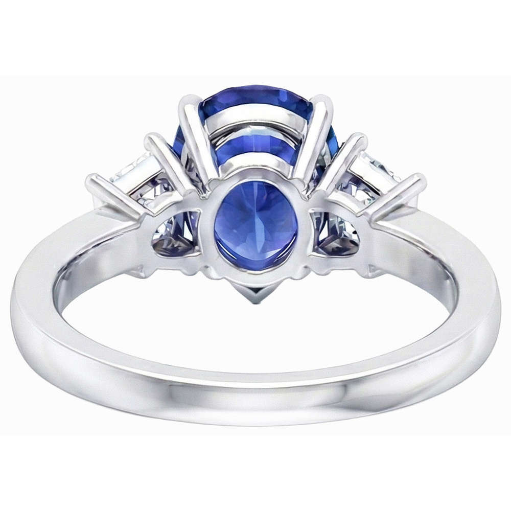 naturel pear saphir 3.50carats bague vue de profil