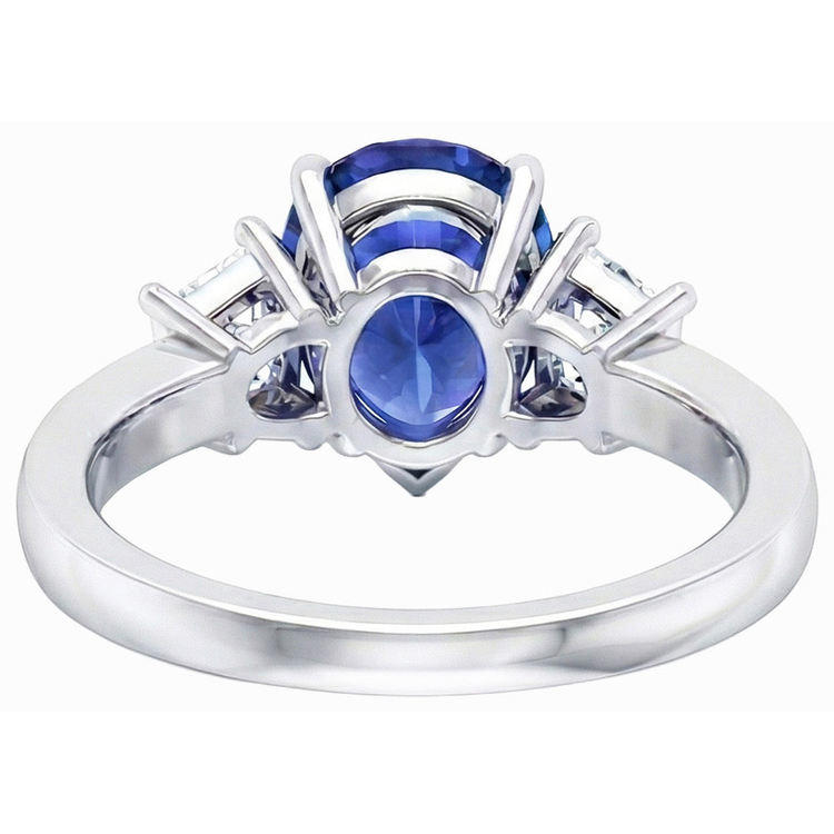 naturel pear saphir 3.50carats bague vue de profil