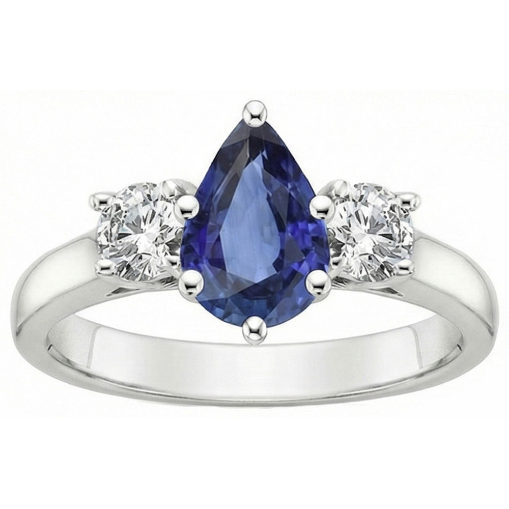 naturel pear diamant 4.50carats bague angle de côté