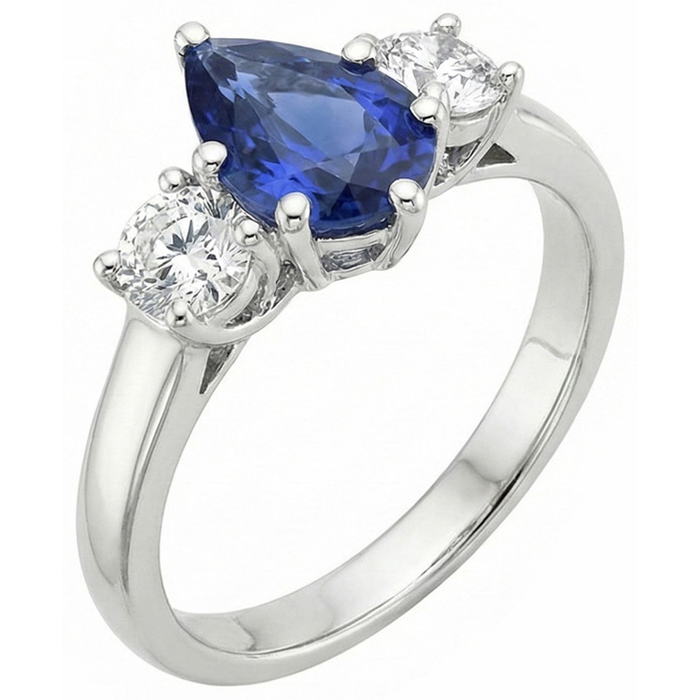 naturel pear diamant 4.50carats bague détail rapproché