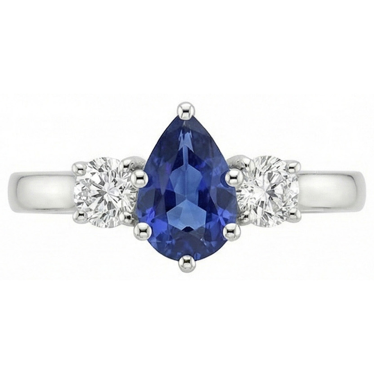 naturel pear diamant 4.50carats bague vue de dessus