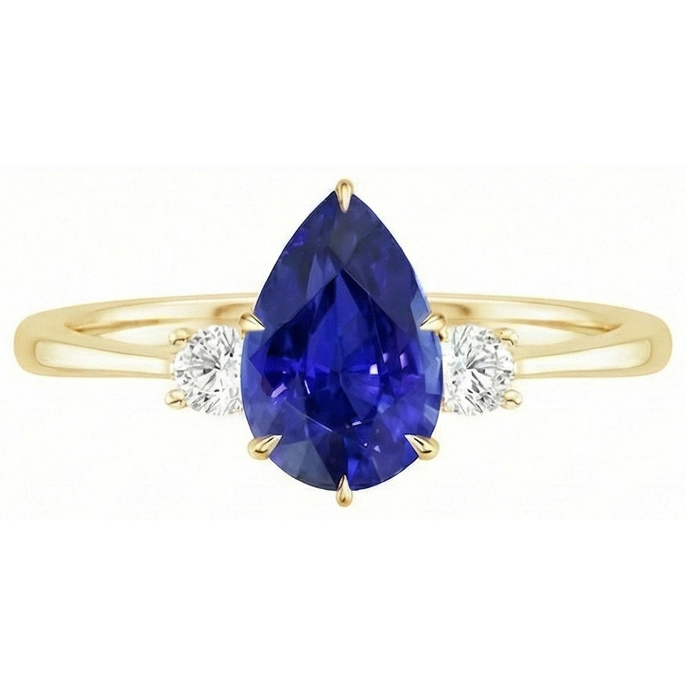 naturel pear diamant 4.25carats bague détail rapproché