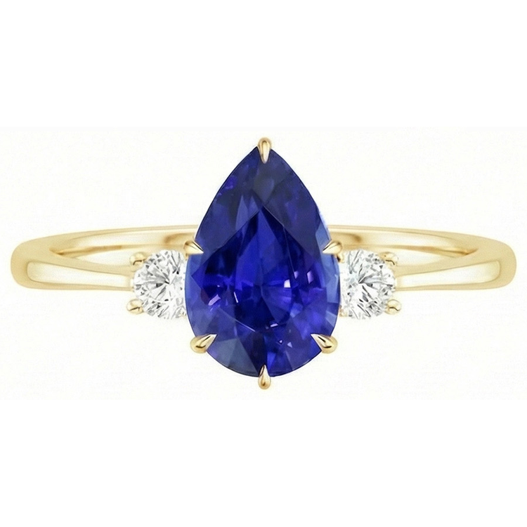 naturel pear diamant 4.25carats bague détail rapproché