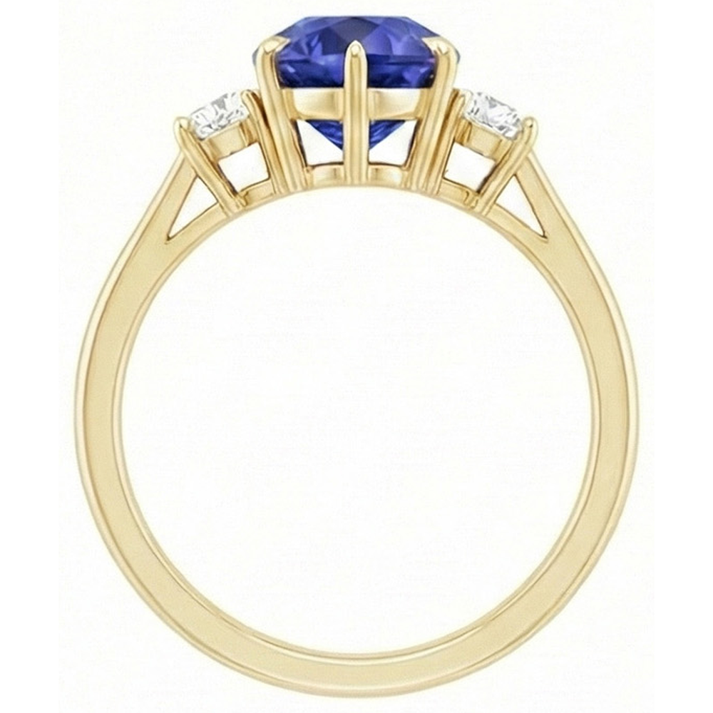 naturel pear diamant 4.25carats bague vue de profil