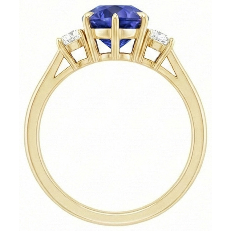 naturel pear diamant 4.25carats bague vue de profil
