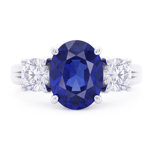 Bague Anniversaire 3 Pierres Saphir Et Diamants Naturels Extraits des Mines ( et non cultivés en laboratoire ) Or 14K