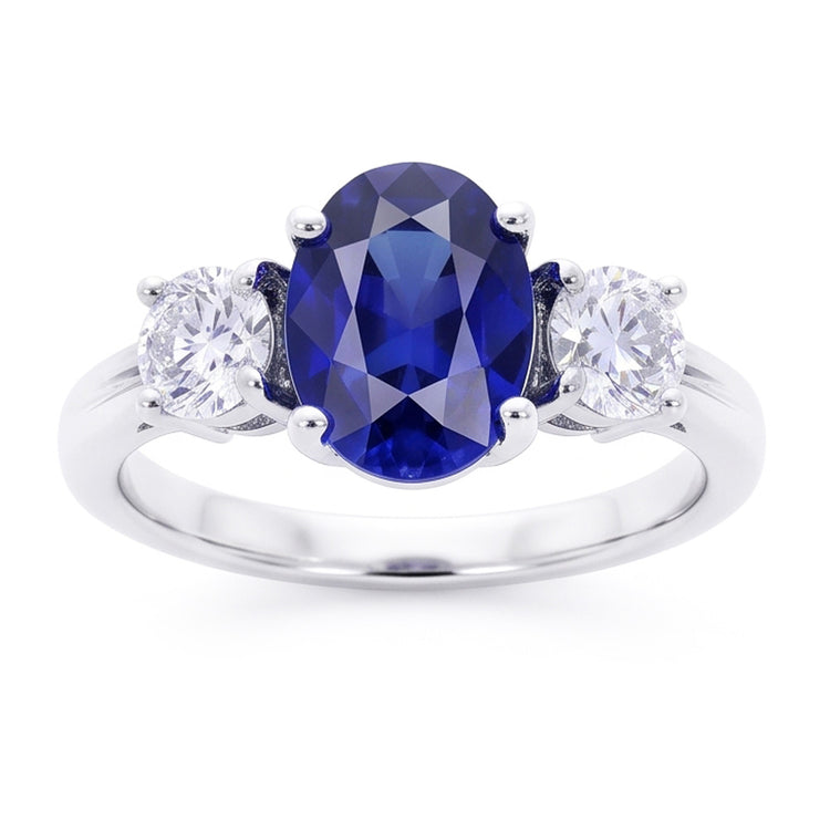 Bague Anniversaire 3 Pierres Saphir Et Diamants Naturels Extraits des Mines ( et non cultivés en laboratoire ) Or 14K