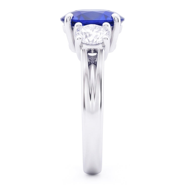 Bague Anniversaire 3 Pierres Saphir Et Diamants Naturels Extraits des Mines ( et non cultivés en laboratoire ) Or 14K