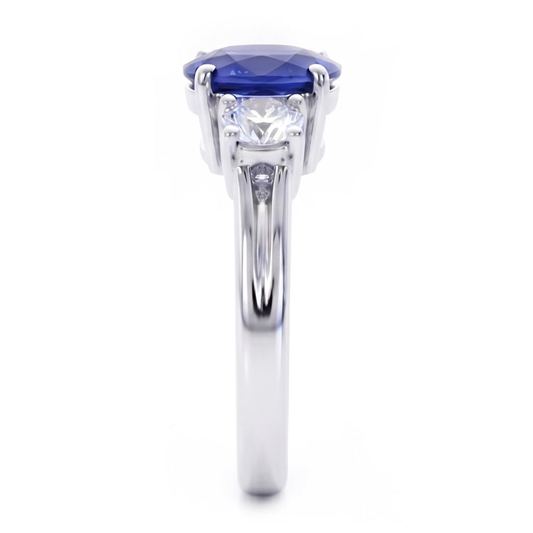 Bague Anniversaire 3 Pierres Saphir Et Diamants Naturels Extraits des Mines ( et non cultivés en laboratoire ) Or 14K