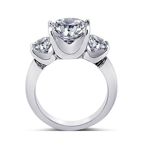 Bague Anniversaire 3 Pierres Véritable Diamants Ronds Femme Bijoux 3.50 Carats