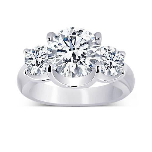 Bague Anniversaire 3 Pierres Véritable Diamants Ronds Femme Bijoux 3.50 Carats