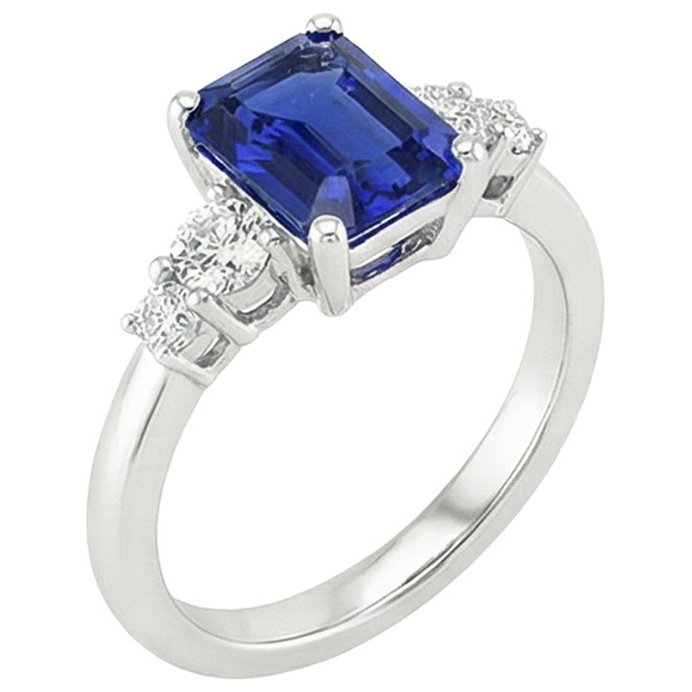 naturel round saphir 4carats bague angle de côté