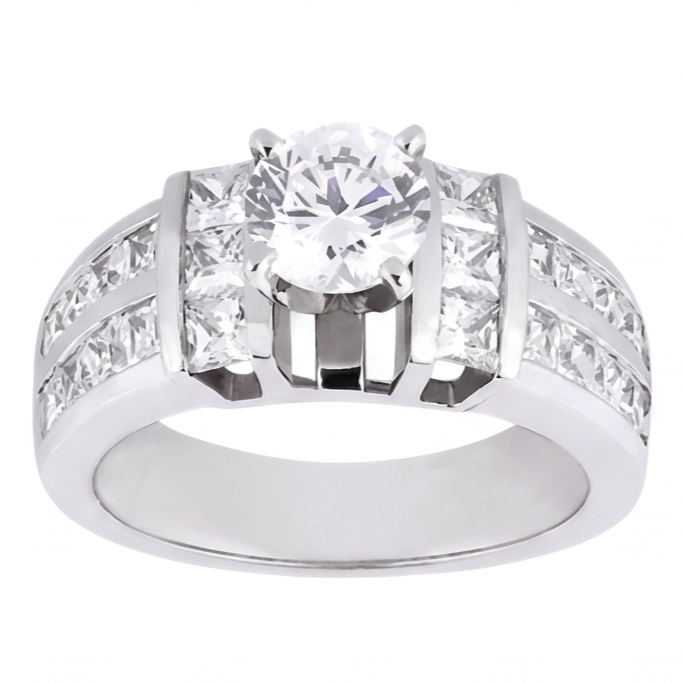 Bague Anniversaire A 3,01 Carats De Naturel Diamants Naturels Extraits des Mines ( et non cultivés en laboratoire ) 14K D'Or Blanc