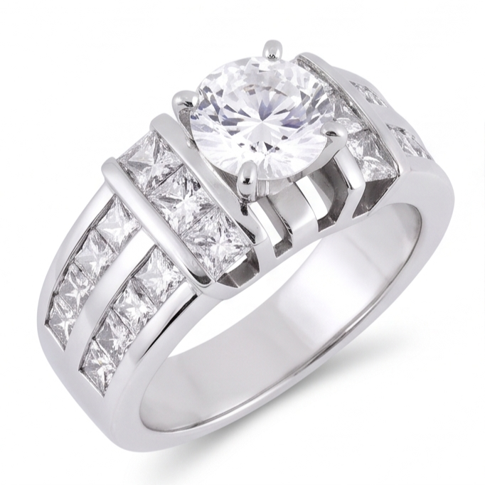 Bague Anniversaire A 3,01 Carats De Naturel Diamants Naturels Extraits des Mines ( et non cultivés en laboratoire ) 14K D'Or Blanc