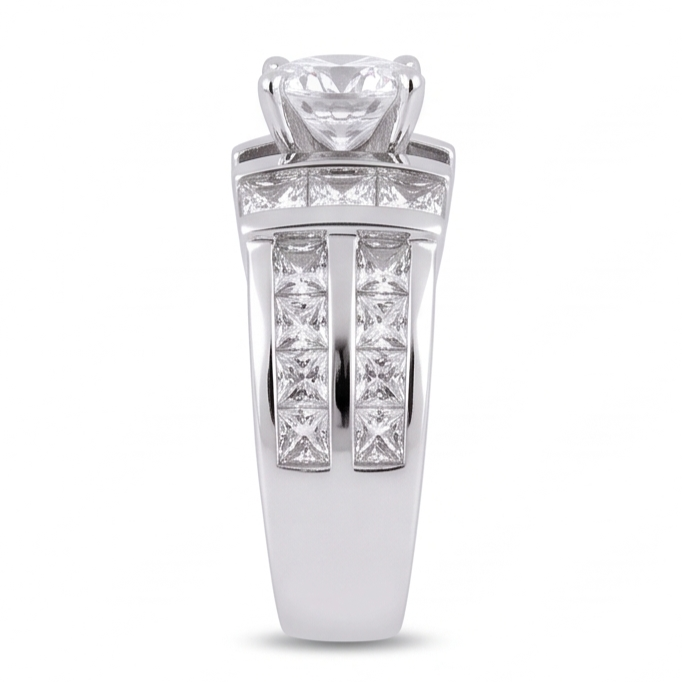 Bague Anniversaire A 3,01 Carats De Naturel Diamants Naturels Extraits des Mines ( et non cultivés en laboratoire ) 14K D'Or Blanc