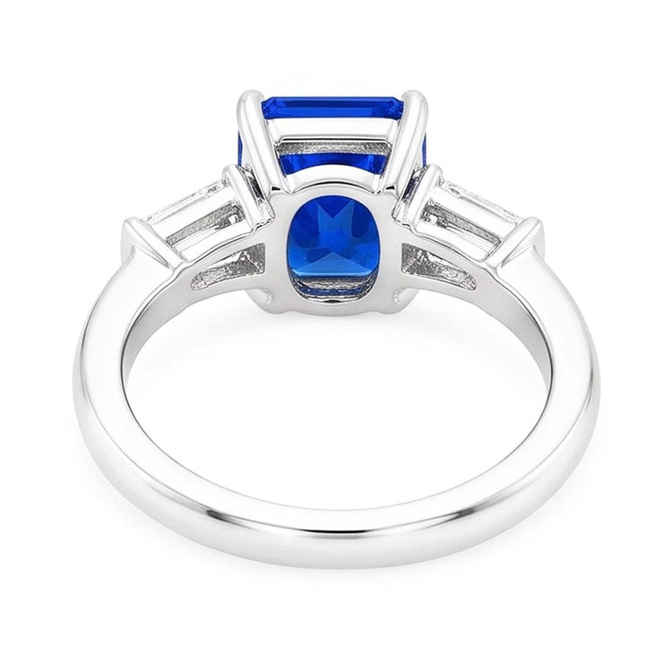 Bague Anniversaire Baguette Diamants Radiant Saphir 3 Pierre 3 Carats