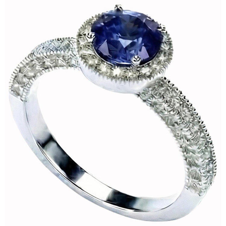 naturel round diamant 1.50carats bague vue de face