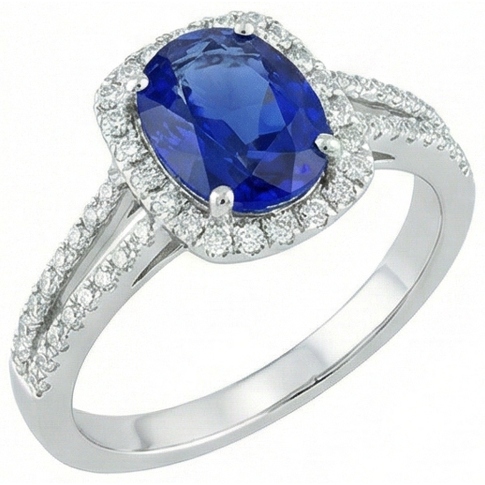 naturel oval diamant 3.25carats bague vue de face