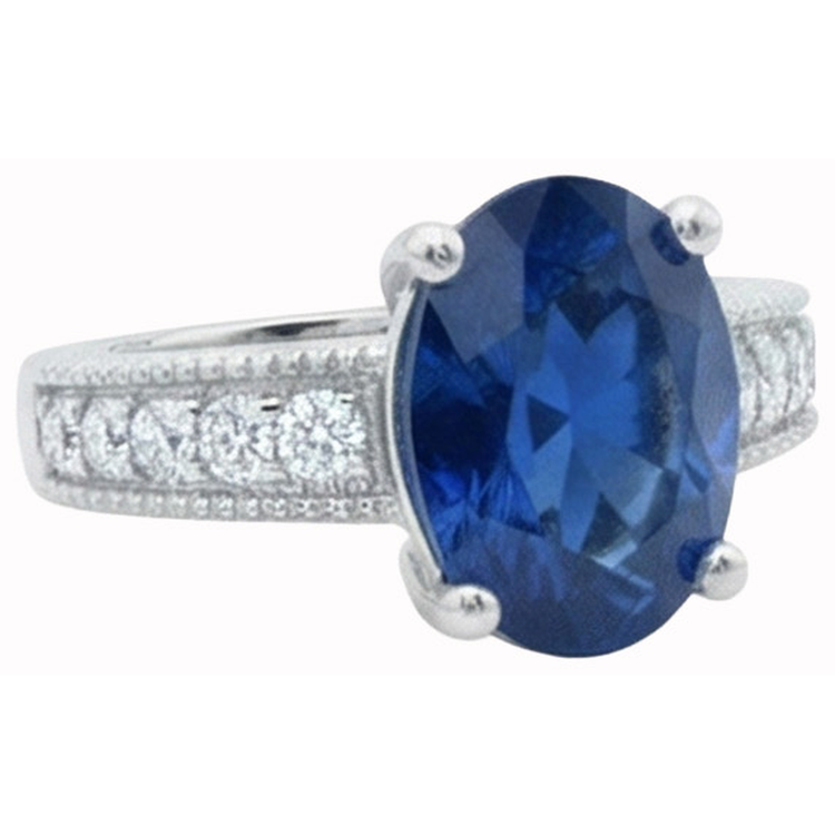 naturel oval diamant 2carats bague angle de côté