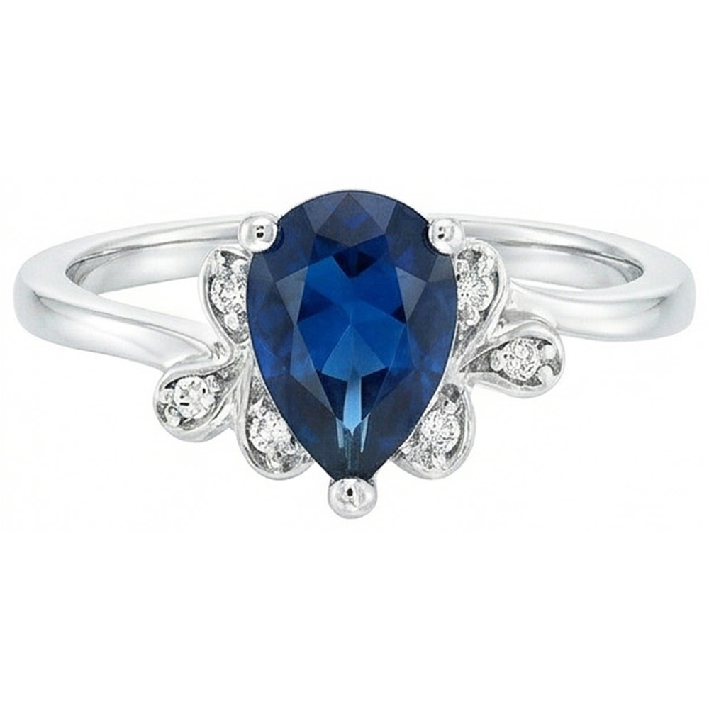 naturel pear diamant 2.30carats bague angle de côté