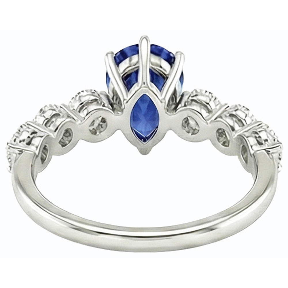 Bague Anniversaire Ceylan Saphir & Diamant Bijoux Pierres Précieuses 3 Carats