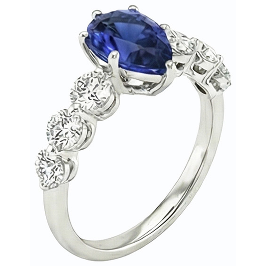 Bague Anniversaire Ceylan Saphir & Diamant Bijoux Pierres Précieuses 3 Carats