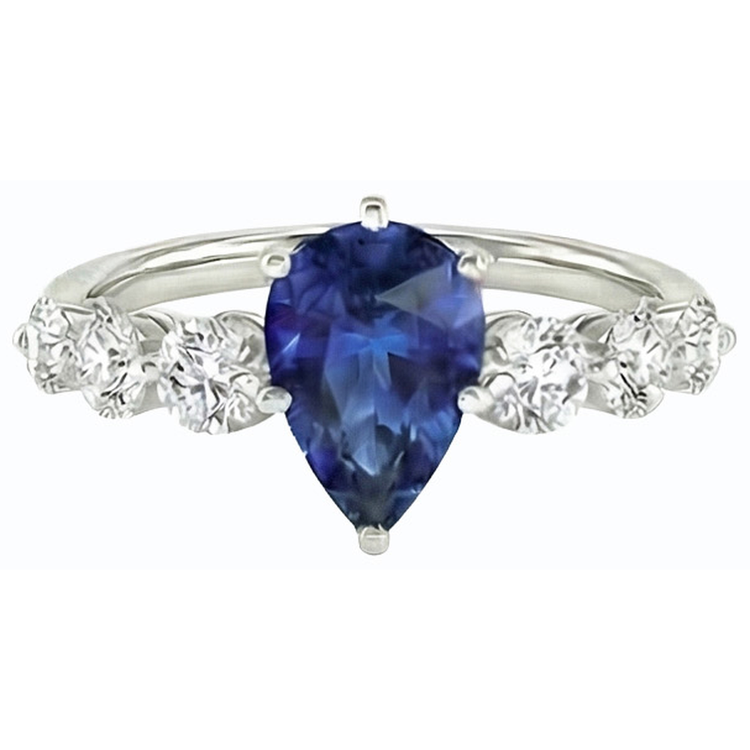 Bague Anniversaire Ceylan Saphir & Diamant Bijoux Pierres Précieuses 3 Carats