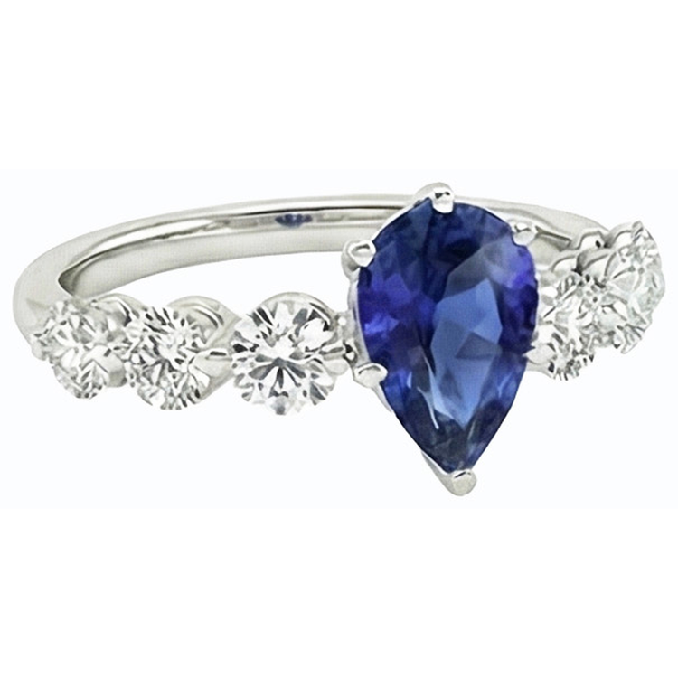 Bague Anniversaire Ceylan Saphir & Diamant Bijoux Pierres Précieuses 3 Carats