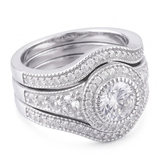 Bague Anniversaire Classique à 4 Carats De Diamants Ronds 14KD'Or Blanc