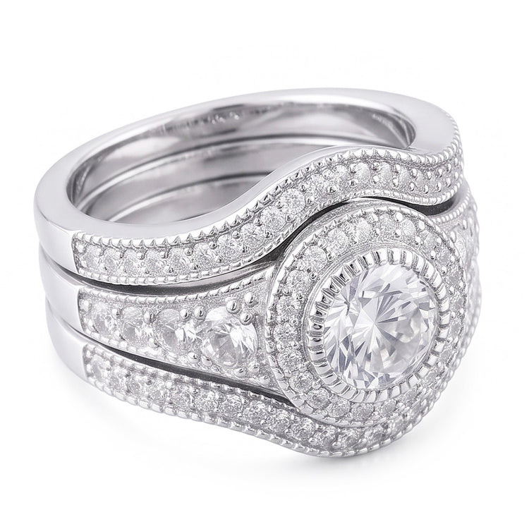 Bague Anniversaire Classique à 4 Carats De Diamants Ronds 14KD'Or Blanc
