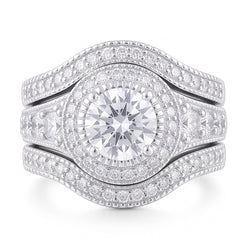 Bague Anniversaire Classique à 4 Carats De Diamants Ronds 14KD'Or Blanc
