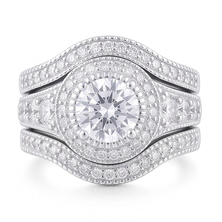 Bague Anniversaire Classique à 4 Carats De Diamants Ronds 14KD'Or Blanc