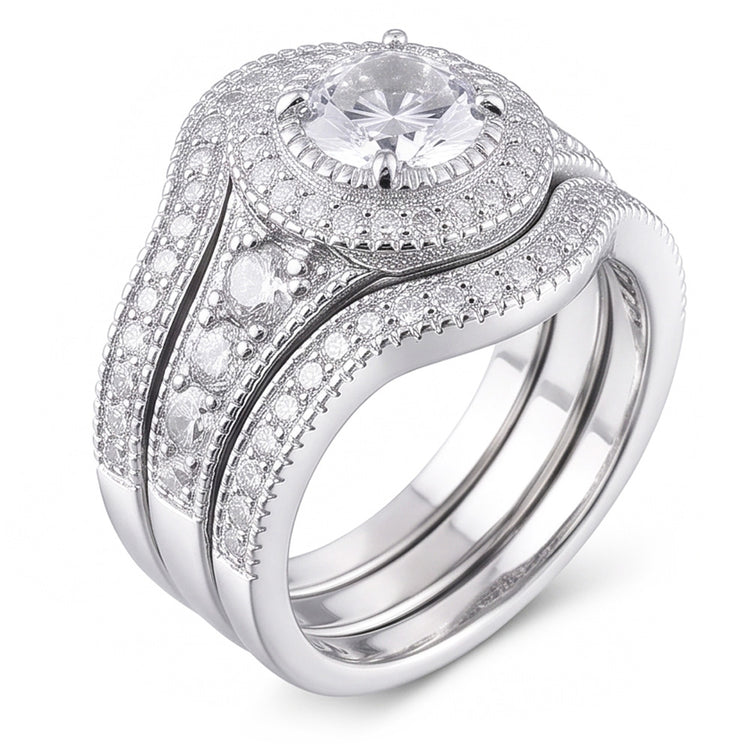 Bague Anniversaire Classique à 4 Carats De Diamants Ronds 14KD'Or Blanc