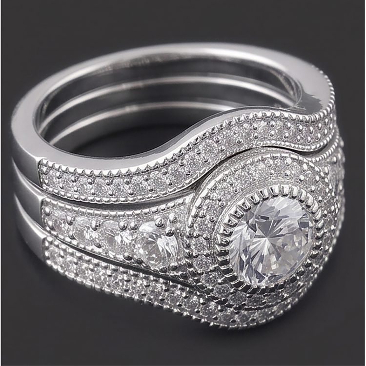 Bague Anniversaire Classique à 4 Carats De Diamants Ronds 14KD'Or Blanc