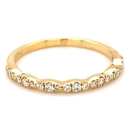 Bague Anniversaire De Mariage 0.50 Carats Naturel Diamant Rond Or Jaune 14K