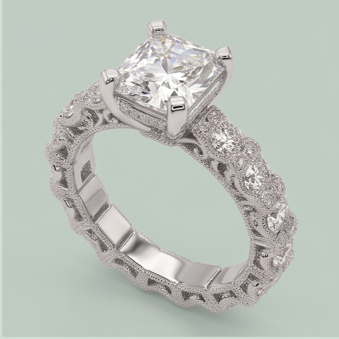 Bague Anniversaire De Mariage à 3,75 Cts De Réel Diamants Naturels Extraits des Mines ( et non cultivés en laboratoire ) Ronds Et Radiants