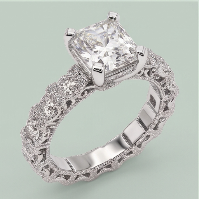Bague Anniversaire De Mariage à 3,75 Cts De Réel Diamants Naturels Extraits des Mines ( et non cultivés en laboratoire ) Ronds Et Radiants